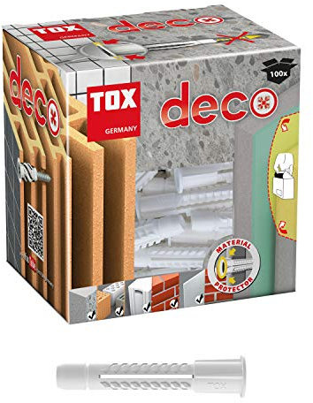 TOX Allzweckdübel mit Kragen Deco 8 x 49 mm, Dübel für Fast alle Baustoffe, 100 Stück, 016100051