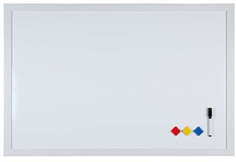 Weiße Magnet-Tafel mit weißem Rahmen, 59 x 39 cm Whiteboard