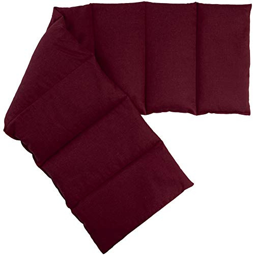 Johanniskernkissen 75x20cm groß 8-Kammer, weinrot - Wärmekissen, Körnerkissen für Mikrowelle und Backofen