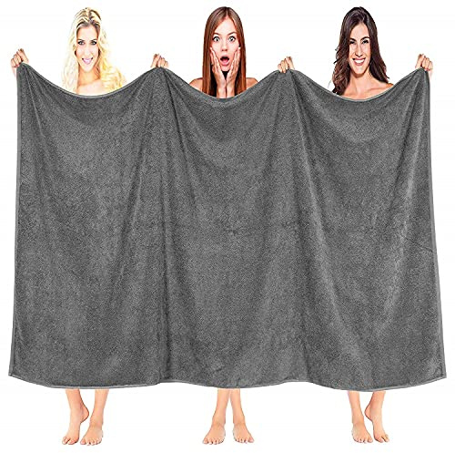 Bath Sheets Extra Large Oversized 96 x 180 cm Charcoal Grey – 100% Egyptian Cotton Style Bath Sheet Towel, Thick Soft Absorbent Jumbo Bath Towel, Hotel Quality Large Shower Towel for Adults