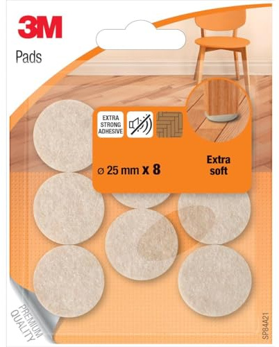 3M UU003708524 Feltrini con Bordi Arrotondati, 25 mm, Beige