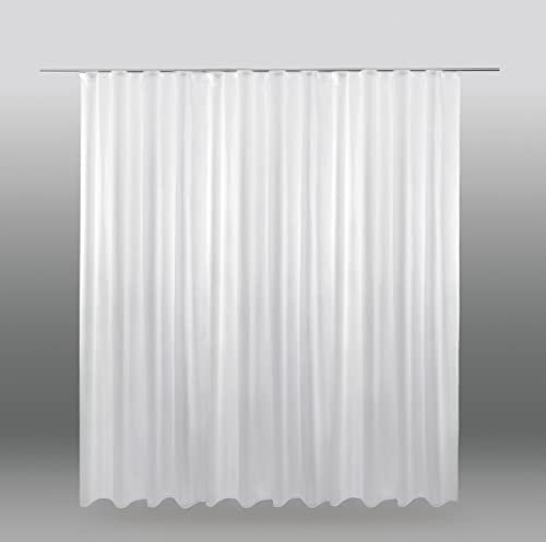 Bestlivings Gardine 300cm bis 900cm Breite, Voile transparent Kräuselband Universalband mit eingenähten Bleiband in der Farbe weiß (Breite ca. 450 cm, Länge ca. 245 cm)