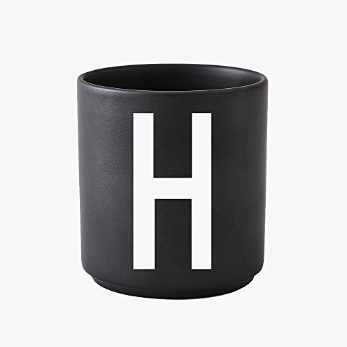 Design Letters - Becher - Buchstabentasse - Buchstabe: H - Porzellan - Schwarz - Arne Jacobsen