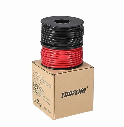 TUOFENG 16 awg Electronic Wire,66 Feet Silicone Wire Flexible Tinned Copper Wire High Temperature Resistance 2 Separated Wires 33 ft Black and 33 ft Red Stranded Wire