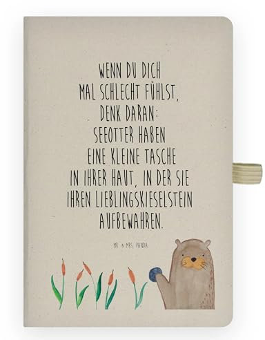 Mr. & Mrs. Panda Tagebuch Otter Stein - Geschenk, Skizzenbuch, Adressbuch, notizbuch, Pflanzen, a4, Fun Facts, Seeotter, Witzige Fakten, Journal