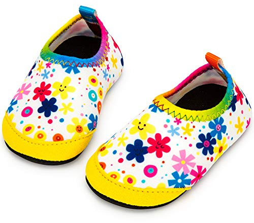 Yorgou Zapatos de Agua para Niños y Niñas, Calcetines Acuáticos Descalzos Antideslizantes para Piscina y Playa, Colorful Flower, Talla 25/26 EU