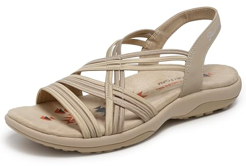 Skechers Women's Reggae Slim-Simply Stretch Sport Sandal, Natural/Taupe, 9