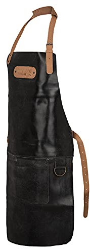 Black Forest Fox BARMAN Barista Cracker Leder Schürze Grillschürze und Arbeitsschürze Antik Schwarz