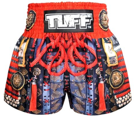 Tuff Sport Muay Thai shorts boxningsshorts traditionella stilar MMA träning kickboxning, Tuf-ms657-röd, XXL