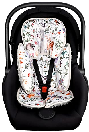 2 in 1 Infant Car Seat Insert, Car Seat Head Support Baby Girls Boys, Soft Newborn Carseat Insert Cushion, Perfect for Carseats, Strollers, Swings (Gray Animals)