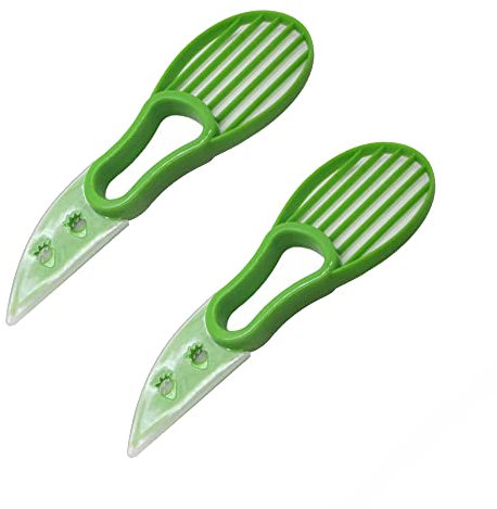 Avocadoschneider (2 Stück) – 3-in-1 Avocado-Schneidewerkzeug – Avocadoschneider, Schäler, Entkerner & Schaufel – multifunktionales Avocadomesser – Avocado-Splitter – einfach zu bedienen – Küchenhelfer