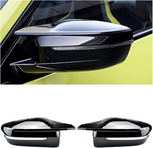 Auto Spiegelkappen Für 3 4 5 7 8 Serie G20 G21 G30 G38 G22 G23 G11 G12 G15 G16 Carbon Außenspiegelabdeckung Rückspiegelkappe (Farbe : Piano Black-)