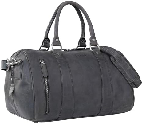 STILORD Keanu Leder Weekender Herren kleine Vintage Reisetasche zum Umhängen Handgepäck Reisegepäck in Kabinengröße echtes Rindsleder Farbe:dunkel - braun