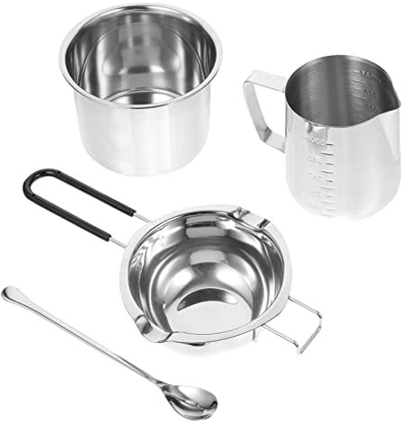 OQHAIR Cheese Fondue 1 Set Stainless Steel Double Boiler Kitchen utensils Set, with Boiling Water Kitchen utensils, Measuring Cup, Mixing Spoon for Chocolate Candy Cheese Candle Making To
