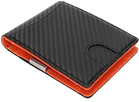 Portafoglio da Uomo in Pelle, Portafoglio Sottile in Fibra di Carbonio da Uomo, Minimalista, 10 Scomparti per Carte di Credito, Sicurezza Quotidiana (#2)