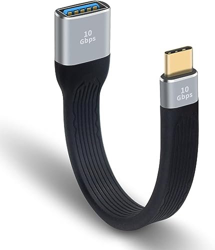 USB C to USB Adapter, USB-C to USB 3.0 Adapter 10Gbps, Type C to USB A Adapter Charger Flexible Flat Short Cable with OTG Compatible with iPhone, Samsung Galaxy, MacBook