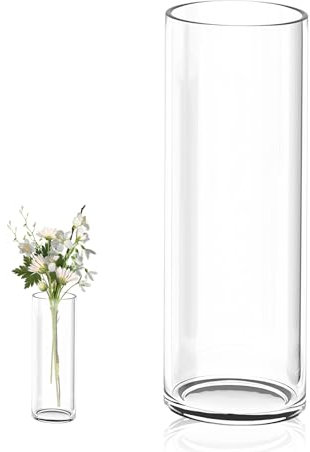 Vaso Vetro Trasparente,30 cm Vaso Trasparente,Vaso Cilindro,Grande Vaso Di Vetro Per Fiori Per Cucina, Ufficio, Matrimonio,Fiori,Sunflower