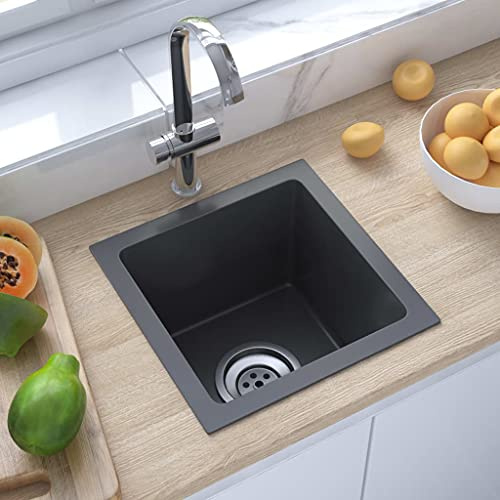 AUVYI Handgemachte Einbauspüle Schwarz Edelstahl 30x30x20cm Waschbecken Spüle ohne Unterschrank Arbeitsplatte Küche Kitchen Sink Küchenspülen Ausgussbecken Spülbecken Küchenarbeitsplatte