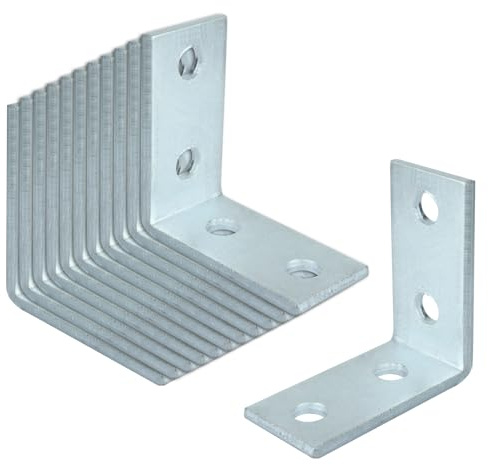 heneng 12 Pcs 4 Hole L Shaped Connector Bracket for 1-5/8 Strut Channel, 90 Degree Fitting, 3/16 Thick