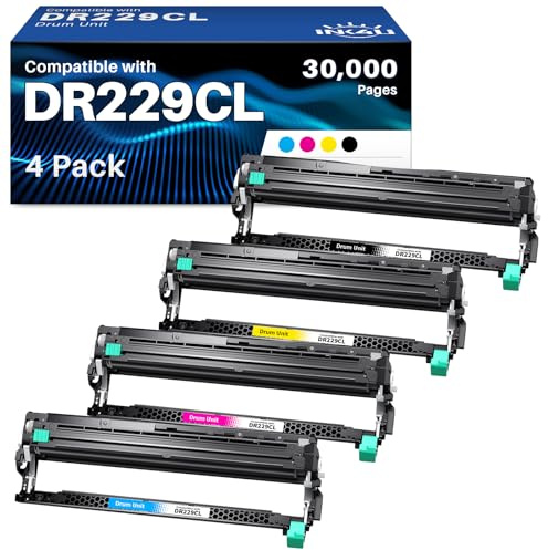 INK4U DR-229CL Drum Unit Compatible Replacement for Brother DR-229CL DR229 Drum Unit for BrotherHL-L3220CDW HL-L3280CDW MFC-L3720CDW MFC-L3780CDW HL-L3300CDW HL-L3295CDW MFC-L8395CD Printer, 4 Pack