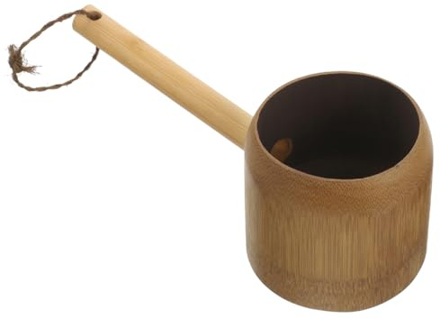 Baluue Bamboo Water Ladle for Bath and Shower 9.8 Inch Eco-Friendly Shower Scoop with Ergonomic Handle for Comfortable Bath Rinsing and Pouring