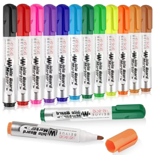 Deepton Whiteboard Stifte Abwischbar, Flipchart Stifte Whiteboard Marker, 12 Farben Non Permanent Dry Erase Marker, 3mm White Board Marker Pens Für Schule, Büro, Fenster