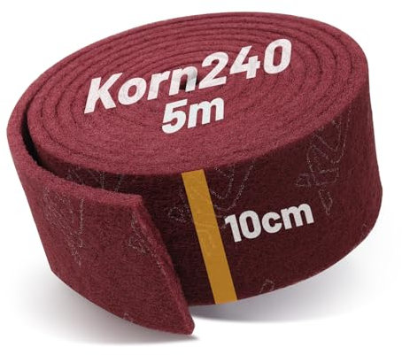 Spugne Abrasive 5 m x 100 mm, grana 240, impregnato per una lunga durata, tessuto non tessuto abrasivo per legno, metallo, acciaio inossidabile, ecc. (grana 240)
