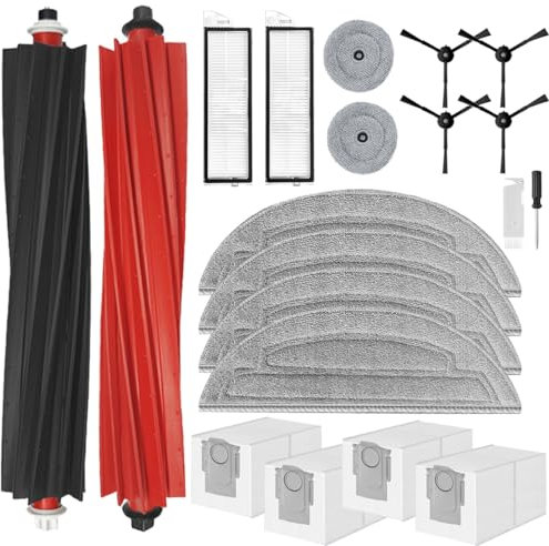 SpeHiate Accessoires pour Roborock S8 MaxV Ultra Robot Aspirateur, Pièce de Rechange 2 Brosses à Rouleau, 4 Chiffon, 4 Sacs à Poussière, 2 HEPA Filtres, 2 Chiffons Ronds, 4 Brosses Latérales