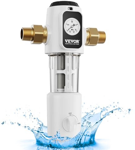 VEVOR Filtro per Acqua Riutilizzabile 171 x 84 x 280 mm Filtro per Sedimenti per Tutta Casa da 40 Micron Filtro per Sedimenti per Acqua di Pozzo, per Sistemi di Filtrazione dell'Acqua per Tutta Casa