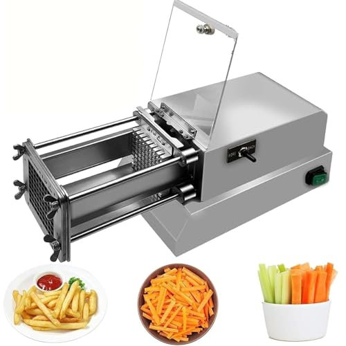 DPQYJPP Taglierina for Patatine Fritte Commerciale, Tagliapatatine Professionale a Cuneo, Tagliaverdure Elettrico, Taglierina for Patatine Fritte in Acciaio Inossidabile for Patate,Silver-12mm