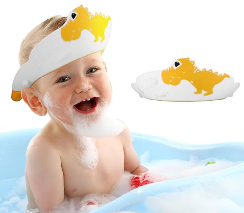 Baby Shower Cap Shield, Shower Cap for Kids, Kids Shampoo Shower Bath Cap Adjustable Hair Washing Shampoo Shield Baby Visor for Eyes and Ears Protector (yellow)