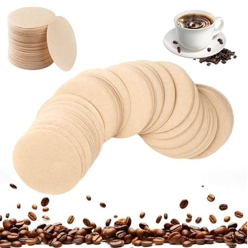 600 Pcs Unbleached Natural Paper, 64mm/2.5in Coffee Filters Round Replacement Compatible with Aerobie Aeropress Coffee and Espresso Makers