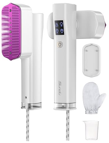 Sundu Steamer Dampfglätter, Dampfbügeleisen für Kleidung, 2-in-1 Reisebügeleisen Steam iron, 15s schnelles Aufheizen Mobiles Handbügeleisen, Travel Iron mit LED Display, 4 Bügelmodi,Weiß