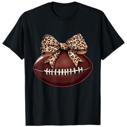 Football Coquette Bow Football Bow Cute Football Mom T-Shirt
