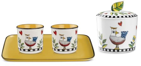 Egan Set avec 2 tasses à expresso et cucareiro jaune Cocoricó