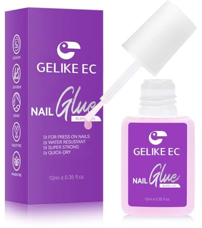 Gelike ec Nail Glue Extra Stark: 10g Nagelkleber für press on nails Kunstnägel Acrylnägel - Pinsel On Nagelkleber Für Frauen Anfänger Maniküre zu Hause im Salon