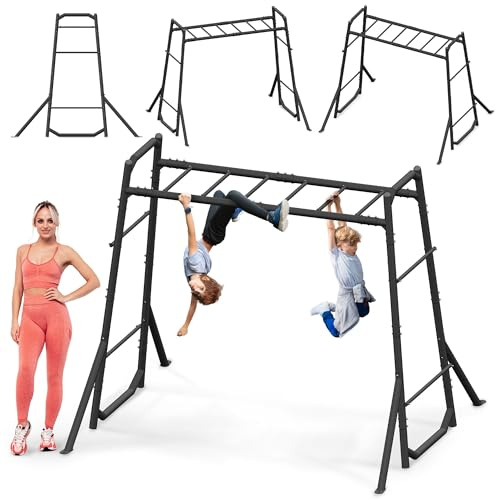 HyperMotion Échelle de Gymnastique d’Extérieur en Métal pour Enfants et Adultes; Structure Solide avec Ancrage au Sol; Résistante aux Intempéries; Charge Max 200 kg; Design Noir pour Jardin