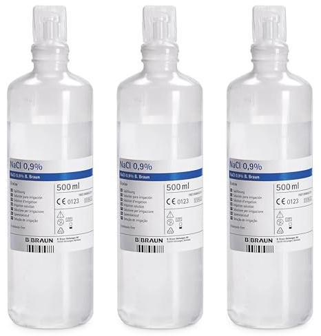 Soluzione FISIOLOGICA (3x500 ml) per irrigazione e Cassetta Medica Pronto Soccorso Valigetta