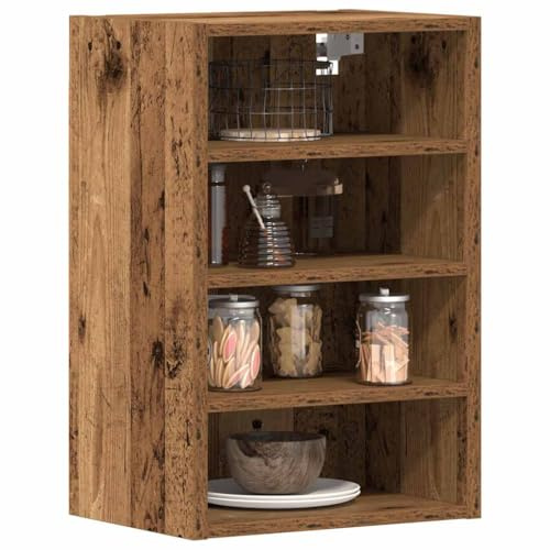 KTHLBRH Armario Colgante Riga de Madera Vieja 40x29.5x60 cm con Estructura de Madera de ingeniería, gabinete de Pared para Cocina con Amplio Espacio de Almacenamiento, diseño