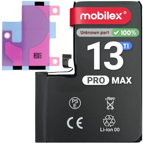 MOBILEX® Batterie pour iPhone 13 Pro Max | sans Message | Puce TI | 4352mAh - OEM | Interne Pièce de Remplacement avec adhésif | Capacité d’Origine