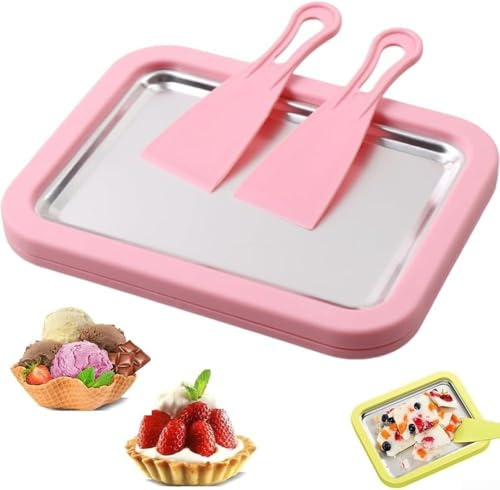 Eawfgtuw Kit de máquina de rodillos de helado DIY con bandeja de congelación, diseño portátil de 3 porciones para helados enrollados caseros, yogur y sorbete, para frutas y nueces (p1)