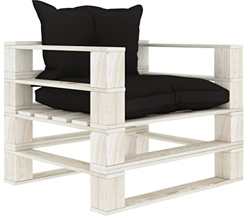 QZZCED Gartensofa aus Paletten aus Kiefernholz | Langlebiges Outdoor-Möbel mit gepolsterten Kissen | rustikaler Sessel für Terrasse oder Terrasse | wetterfest und leicht