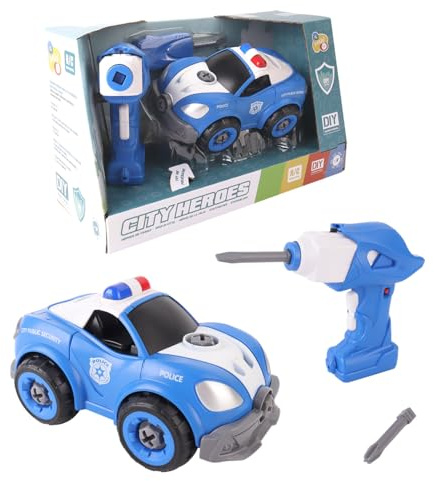 TACHAN - Vehículo Policía RC 22 Piezas - Construcción + Control Remoto - Set Infantil para Montar, Jugar y Conducir - Juguete Stem (CPA Toy Group 703T01024)