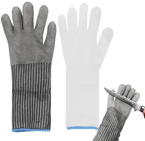 Genérico Schnittschutzhandschuhe, Edelstahl, 33,5 x 11 x 1 cm, Arbeitshandschuh, Metallnetz, Schutz zum Öffnen, Schneiden von Fleisch, Küche, professionelle Lebensmittelzubereitung, Metzgerei