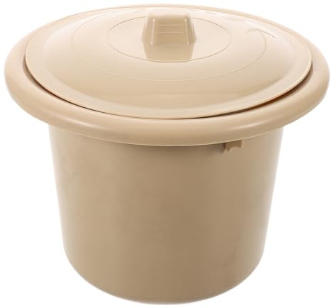 DIYEAH Pot de Chambre en Plastique Épais avec Couvercle Anti-déversement, Bouteille D'urinoir Portable pour Adultes, Bassin de Toilette Maison Couleur Jaune Abricot, Seau Réutilisable