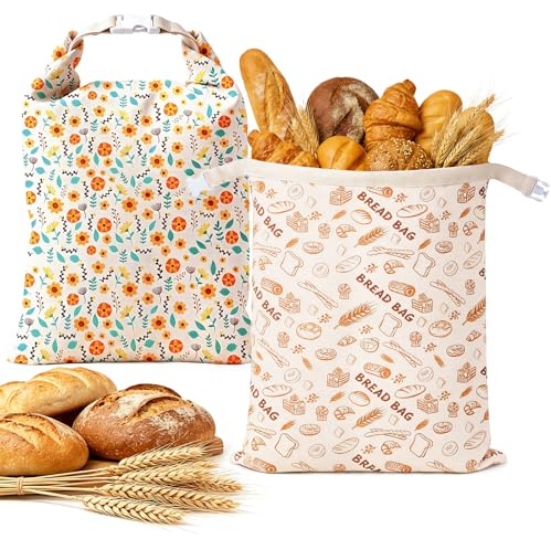 Solaverano 2 Pieces Bolsas de Pan de Cera de Abeja con Asas, 42,5×33 cm