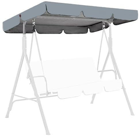 Swing Canopy Replacement for Outdoor Patio,2/3 Seater Heavy-duty Ripproof Waterproof Porch Swing Seat Canopy Cover,Hammock Top Cover for Flat Roof Detachable for Garden Courtyard,Grey,142x120x18cm