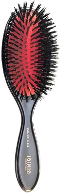Isinis Large Black Handle Pneumatic hairbrush, 11 rows, L 8.8in, Pure Root Boar Bristles, Injected Black Handle, Window Packaging Model 33 38 30 83