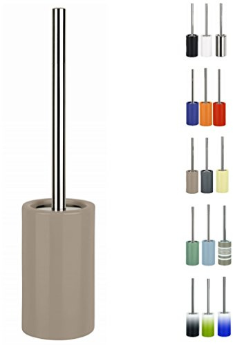 Spirella Tube Bürste Toilettenbürste Klobürste WC Garnitur aus Porzellan Taupe, Polyvinylchlorid (PVC), 10.5x42cm