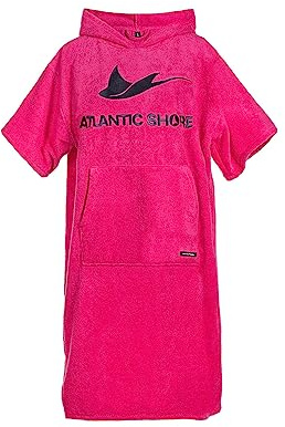 ATLANTIC SHORE | Surf Poncho | Badeponcho mit Kapuze aus 100% Baumwolle | Unisex | Basic für Erwachsene
